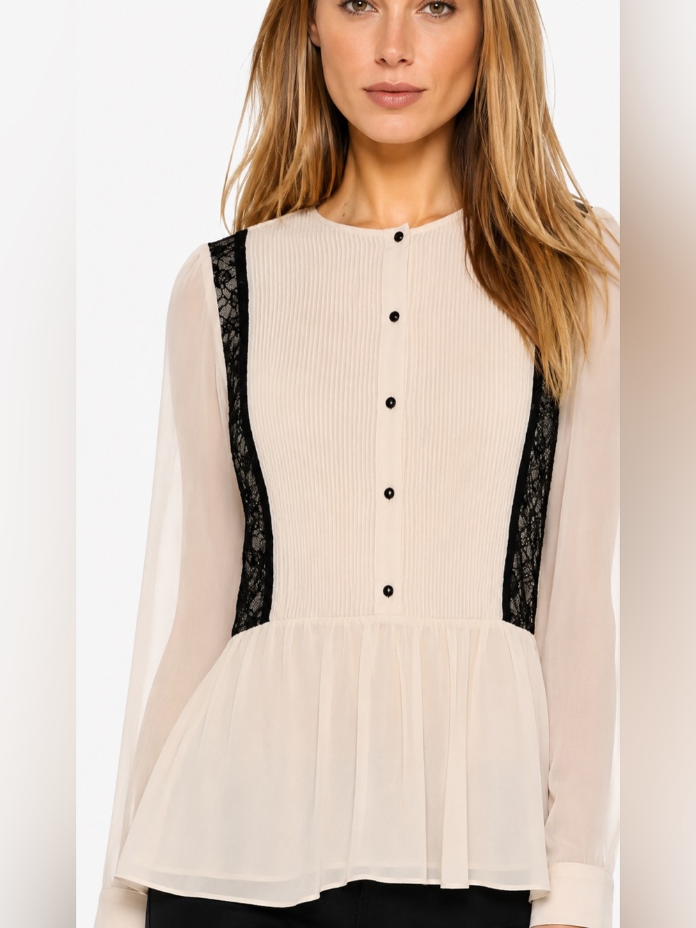 Alice + Olivia Elegant Cream Blouse, Sz M/6-8